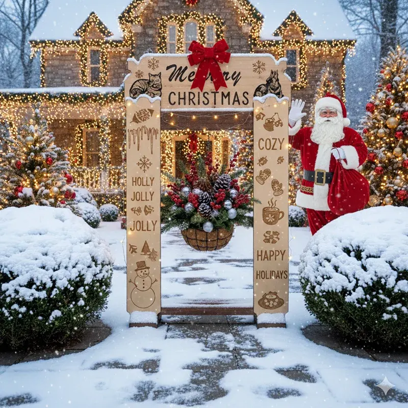 Custom display stand with 'Merry Christmas' theme for residential holiday decor